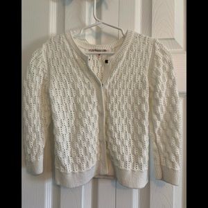 White knit button sweater